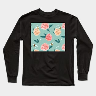 Summer Blooms Bees and Carnations Long Sleeve T-Shirt